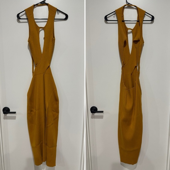 For Love And Lemons Mustard Orange Maggie Midi Dress - XL - Picture 4 of 6